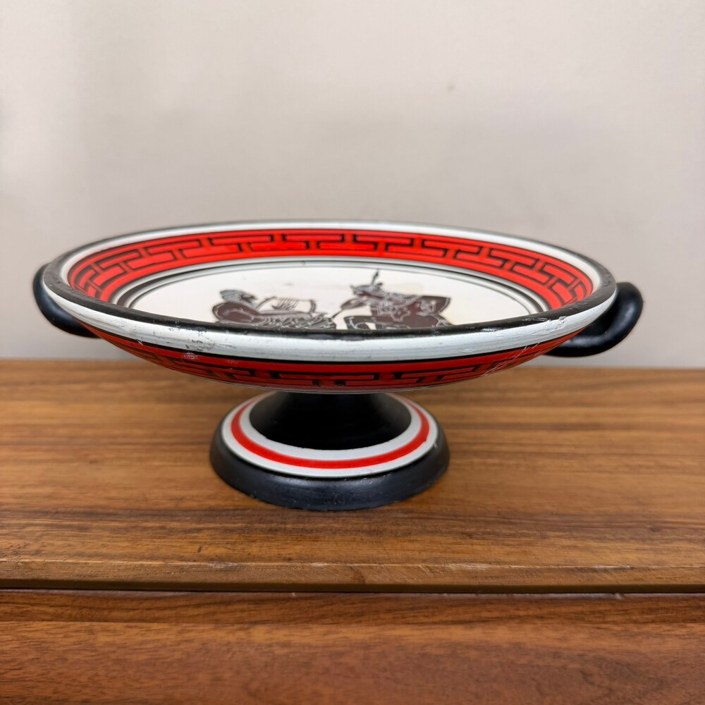 Handmade 10 Inch Kylix Ceramic Pedestal Dish Ancient Greek Style Museum Replica